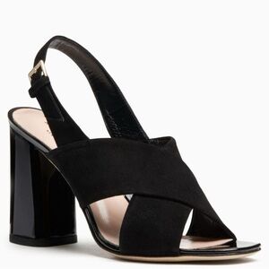 Kate Spade Black Suede Block Heel Sandals Women’s Size 8.5 Ankle Strap